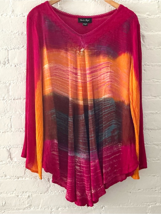 Charlie Paige Tops - Charlie Paige Colorful Flowy Embroidered Tunic Top Beachy Vacation Cruise